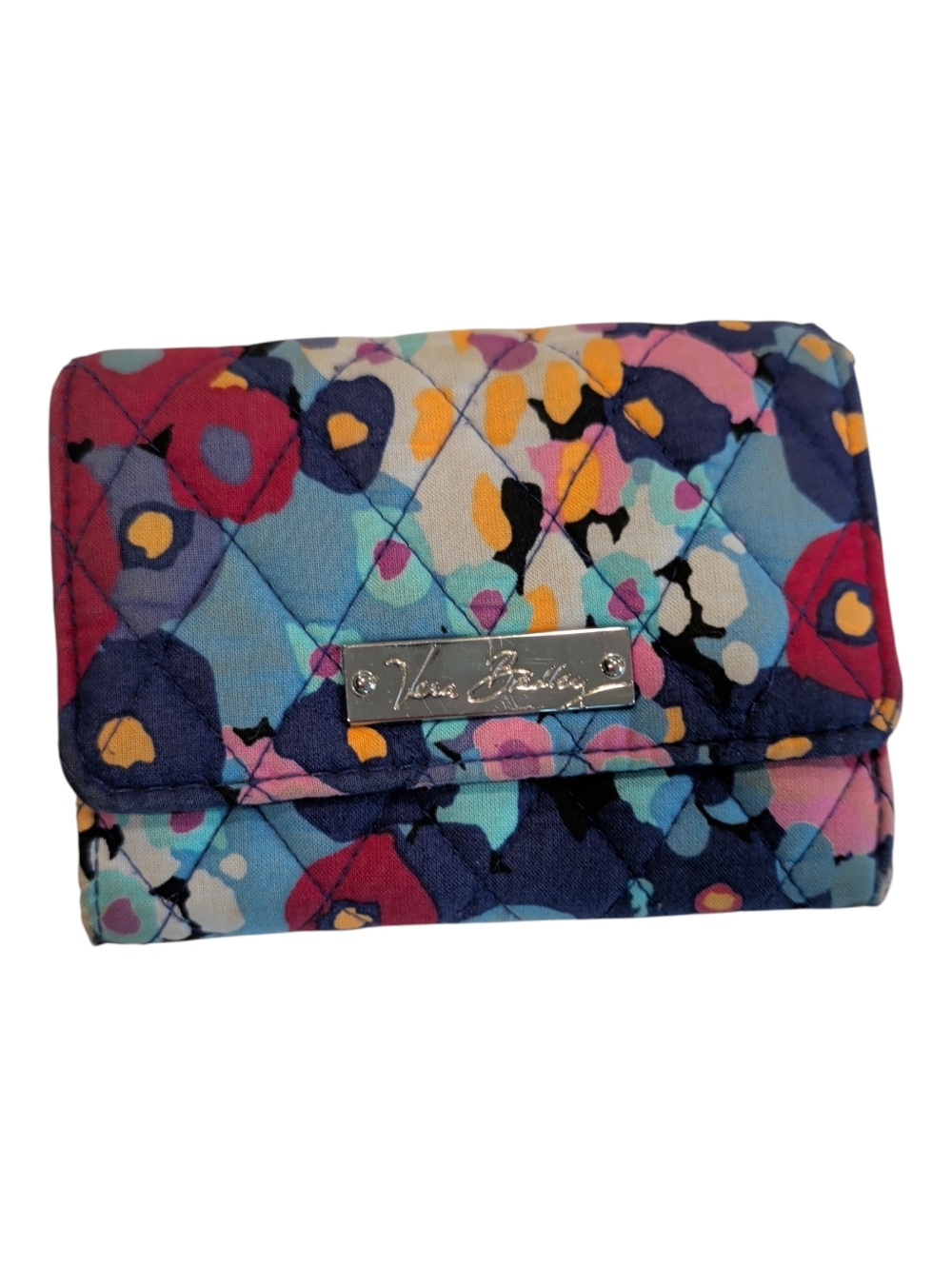 Vera Bradley Quilted Floral Wallet in Navy, Pink & Teal